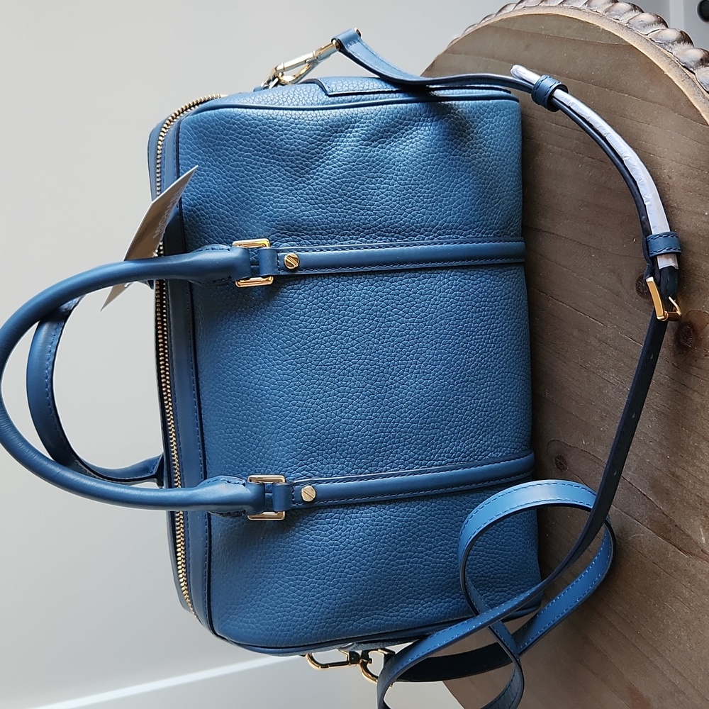 NWT MICHAEL KORS Chambray Blue Leather Duffle Satchel